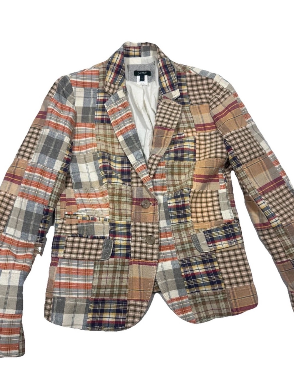 J. Crew Patchwork Plaid Blazer Jacket Patchwork Design